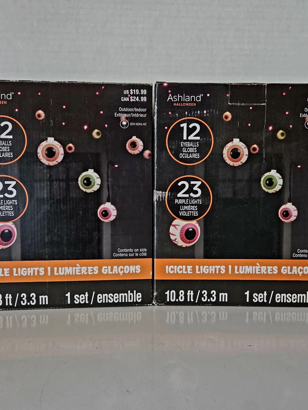 Ashland Halloween Eyeball Icicle Lights 2 Boxes 23 Purple 12 Eyeballs ea 717676